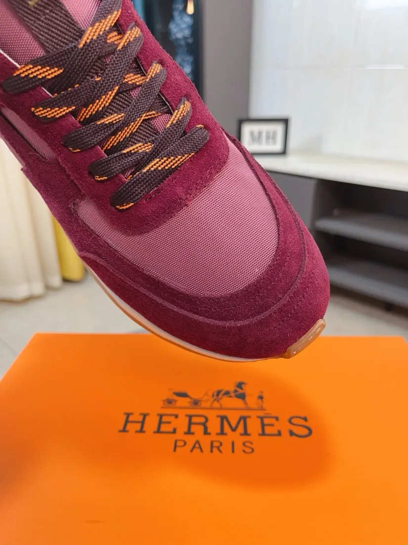 Men's shoes 💰440🌸🌸[HERMES] Hermès sneakers, the upper is made of calfskin and mesh, imported materials, full of texture, the lightweight sole is decorated with contrasting patterns, creating a versatile fashion style. Size: 38-44